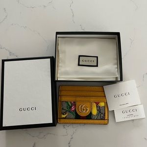 Gucci Ophidia GG Floral Card Case in Yellow